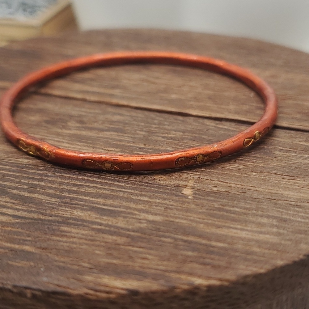 India Orange enamel‎ bracelet slider  B2438